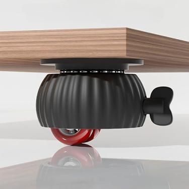 Imagem de 1 peça de rodas brancas para móveis com freio, POM e roda vermelha silenciosa, proteção de piso e redução de ruído, universal para armários/mesas/cadeiras (preto)