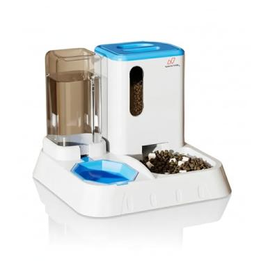 Imagem de Comedouro e Bebedouro Automático 2 em 1 para Cães e Gatos – 2 kg de Ração + 1 L de Água – Alimentador por Gravidade – Namave Store (Azul)