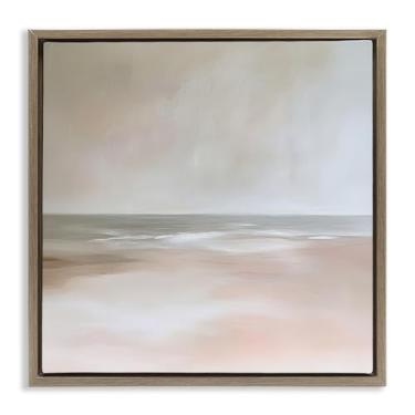 Imagem de Stupell Industries Muted Landscape Soft Coast Black Framed Floater Canvas Wall Art, design by Petal Prints Design, 18 x 18