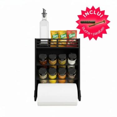 Imagem de Porta Tempero Papel Toalha 8 Potes Plástico Tampa Dosadora Nicho Extra Parte Azeite