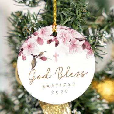 Imagem de Enfeite batizado de God Bless 2025, presente de afilhado dos padrinhos, decorações religiosas de Páscoa, presentes de batismo de Páscoa para meninas, meninos, presente de batismo de cruz, presentes de