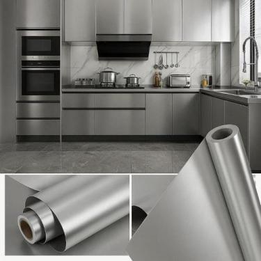 Imagem de Vinil Adesivo Prata Envelopamento Decoração Móveis 3m x 60cm - BG Ades