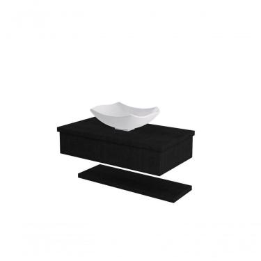 Imagem de Conjunto Bancada C-cuba L42 E Prateleira Metrópole 805 Nogal Preto ônix