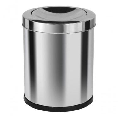 Imagem de Lixeira Emaço Inox Com Tampa Meia Esfera 22 Litros Cinza