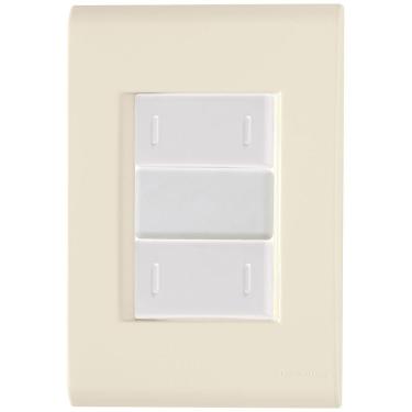Imagem de Cj Placa Dois Interruptor Duplo Liz Bege Tramontina Completo Pronto Tramontina