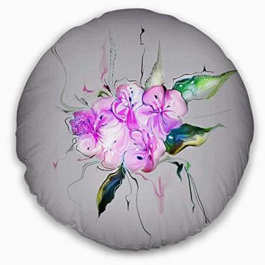 Imagem de Designart roxo e rosa Pansies Flowers' Animal Throw Round Living Room, Sofá, Almofada de alta qualidade + Capa de almofada impressa em ambos os lados 50 cm