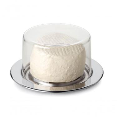 Imagem de Prato Inox Cúpula Acrílico Porta Queijo Mina Frios Geladeira