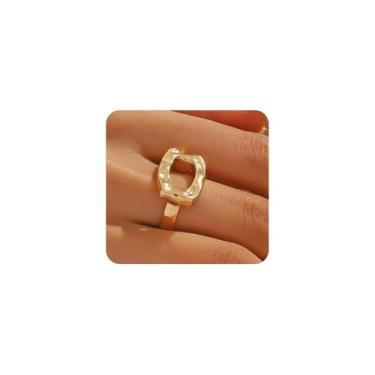 Imagem de Anel aberto com padrão de martelo grosso para mulheres, anel geométrico minimalista vintage vazado, acessórios de joias de banquete na moda, presentes, Large, Liga de aço, Sem pedra preciosa