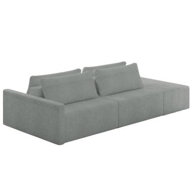 Imagem de Sofá Ilha Modular Com Puff Para Sala Living 232cm Georgia Z08 Boucle Cinza Claro - Mpozenato