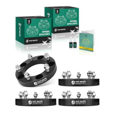 Imagem de YHTAUTO Espaçadores de roda 5 x 5,5, 2,5 cm, compatíveis com modelos Ford, Dodge e Jeep, F-150, E-150, Ram 1500, espaçadores de pneu de 5 pinos com pinos de 1/2" - 20, furo do cubo de 108 mm, 4 peças,