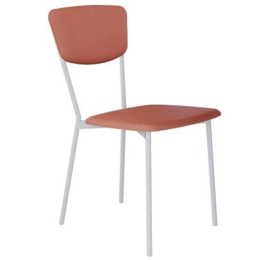 Imagem de Cadeira Estofada Para Sala De Jantar Village Branco C01 Courino Terra Rosê - Lyam Decor