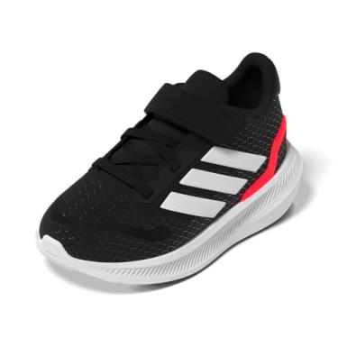 Imagem de adidas Tênis esportivo unissex Baby Run Falcon 3.0, preto/branco/vermelho lúcido, 4 Infant