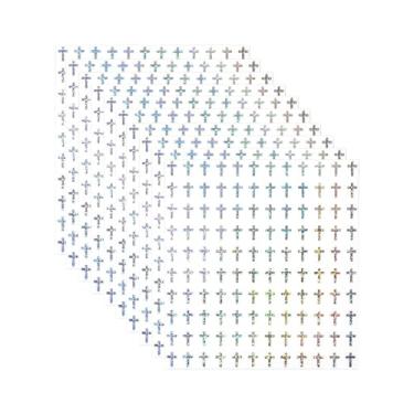 Imagem de Vaveren Mini Adesivos de Cruz com Glitter, Etiquetas Religiosas com Cruz, Autoadesivas para Batizado, Álbum de Escola Dominical e Artes, 10 Folhas, 1200 Peças