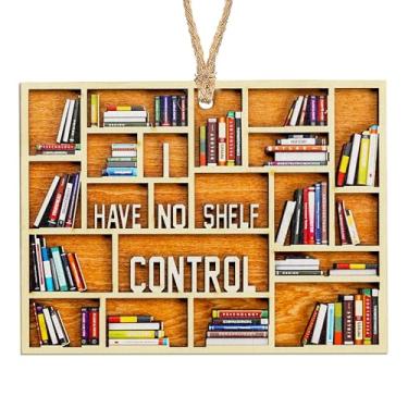 Imagem de Enfeite de livro, presentes para amantes de livros, ornamentos de livros para árvore de Natal, enfeite de coração de estante de madeira, decoração de biblioteca rústica para leitores e leitores ávidos