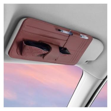 Imagem de UHANBUT Organizador de viseira de sol de carro, suporte de óculos de sol para veículos, bolso de armazenamento automotivo para caneta, óculos, bilhetes, cartões, acessórios internos para carro, SUV