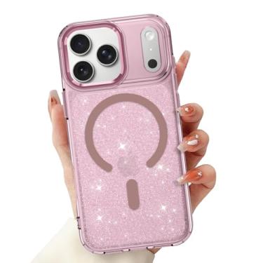 Imagem de LSL Capa Magnética para iPhone 17 Pro Max [Compatível com MagSafe] Amortecedor de TPU Macio PC Rígido Antiqueda, Anti-Arranhões, À Prova de Choque, Capa Transparente Brilhante Fina Glitter - Rosa