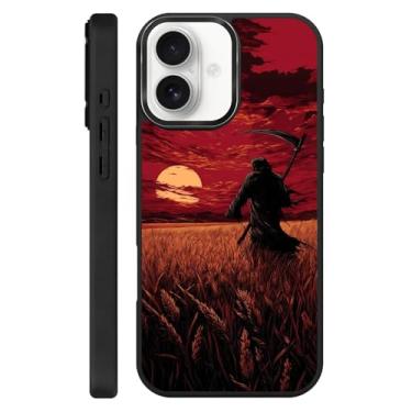 Imagem de Zhhoya Capa para iPhone 17, estampa de foice da morte do pôr do sol preta compatível com MagSafe capa rígida protetora para mulheres, homens, meninos e meninas