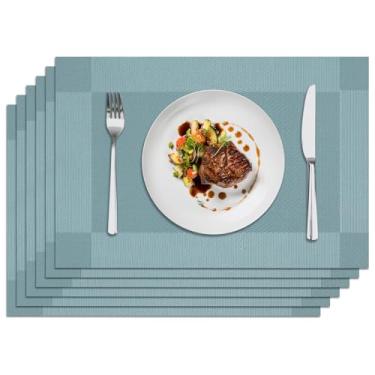 Imagem de Privalace Jogo americano de mesa de jantar, conjunto de 6 tapetes de mesa laváveis antiderrapantes resistentes ao calor, tapetes de PVC duráveis para festas de jantar ao ar livre.