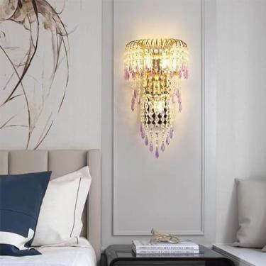 Imagem de Luminária de parede LED contemporânea colorida com design de cristal, criativa para sala de estar, quarto, escritório, quarto modelo, hotel, casa de campo, corredor, iluminação decorativa de