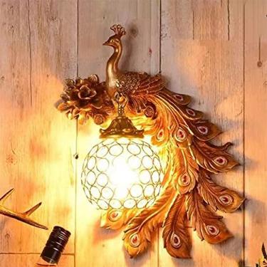 Imagem de Luminária de parede LED American Creative Art Peacock para sala de estar, quarto, escritório, casa de campo, hotel, quarto infantil, corredor (AC à direita)