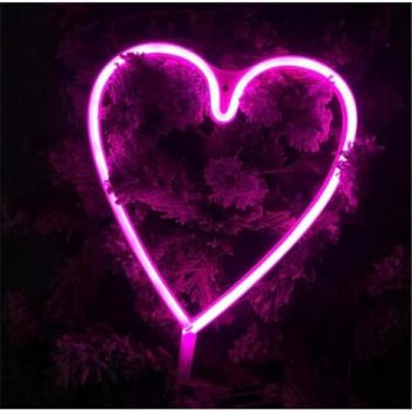 Imagem de Luminária LED Neon Letreiro Decoração Luz Parede USB Pilha Iluminação(Coração)