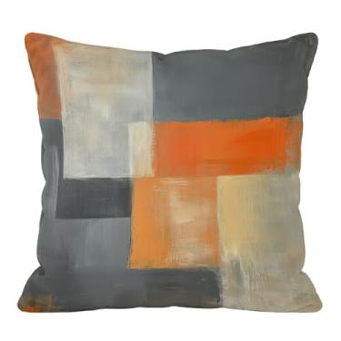 Imagem de Capas de almofada cinza laranja decorativas capas de almofada macias para sofá de sala de estar 45,7 x 45,7 cm