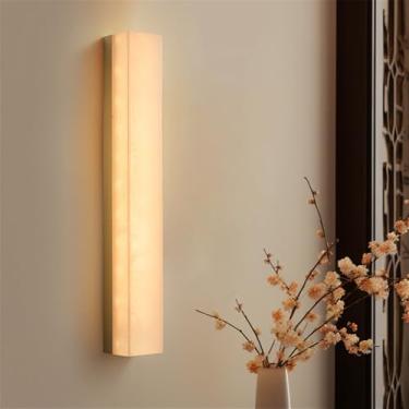 Imagem de Luminária de parede contemporânea em latão e mármore com LED, simplicidade e criatividade para sala de estar, quarto, escritório, hotel, villa e corredor (G H60CM)