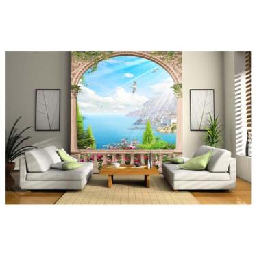 Imagem de Papel De Parede Paisagem Digital Jardim Mar 3D Dav01 - Você Decora