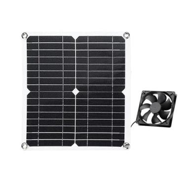 Imagem de Ventilador solar para galinheiro | Kit de resfriamento de exaustor de 12 W alimentado por energia solar, soprador de ventilação à prova de intempéries de alta velocidade para casas de animais de
