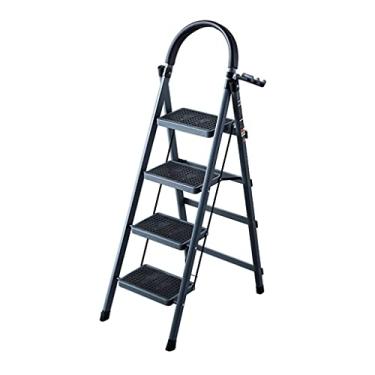 Imagem de Escadas dobráveis escada de degrau 4 degraus escada dobrável metal leve banco de degraus com rack de ferramentas de simplicidade e pedal largo escada doméstica escada resistente (cor: 1 peça escada A