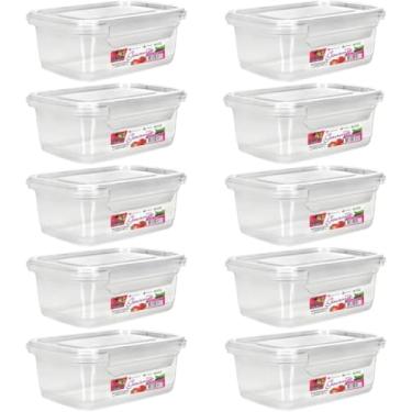 Imagem de Kit 10 Potes Marmita Fitness 750ml Travas Freezer Microondas