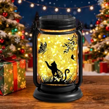 Imagem de YJFWAL Lanternas Solares De Gato E Borboleta À Prova D'Água Para Áreas Externas - Presentes Exclusivos Aniversário O Dia Das Mães Mulheres, Avós, Luzes Fada Led Penduradas Em Potes Vidro, Decoração