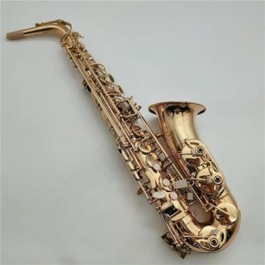 Imagem de Instrumento de saxofone Artistas Profissionais Alto Eb Tune Saxofone Latão Dourado Lacado Instrumento Musical E-flat Sax com Acessórios de Caixa (B)