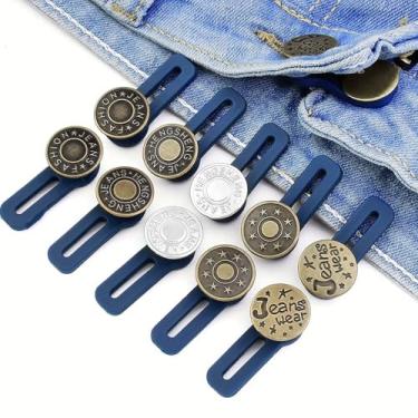 Imagem de 10 extensores de botão de calças masculinas, botões de cintura ajustáveis, cores aleatórias, sem necessidade de costura, botões não elásticos. (5 peças)