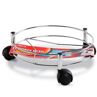 Imagem de Suporte de Botijão em Aço Cromado com Rodízios - Niquelart