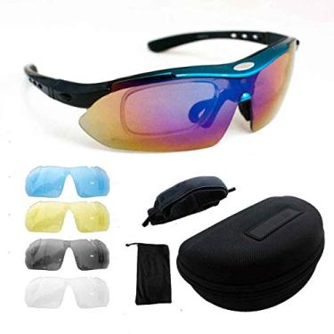 Imagem de Kit Óculos Ciclismo Bike 5 Lentes Suporte Grau Ciclista (Azul)