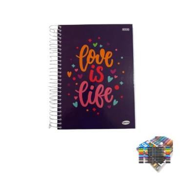 Imagem de Kit Caderno Feminino KBOM 20 Matérias 400 Folhas + Caneta Trigel Metálica 10 Cores + Marcador Artístico Brush 10 Cores