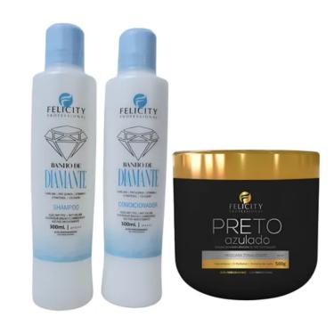 Imagem de Kit Banho Diamantes Shampoo + Condicionador + Preto Azulado