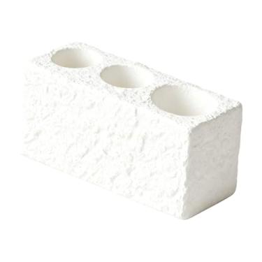 Imagem de Ｂｅｓｇａ Porta-escovas de dentes, organizador de pincéis de maquiagem com 3 compartimentos, organizador de escovas de dentes para penteadeira, para pasta de, Branco