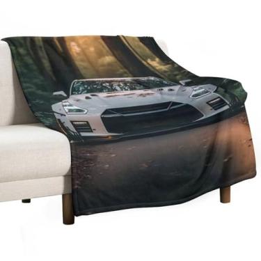 Imagem de HouLaiZhe Cobertor super macio de flanela JDM carro R35 esporte selva leve cobertor refrescante para sofá-cama cadeira sofá carro viagem ao ar livre leve quente 127 x 178 cm