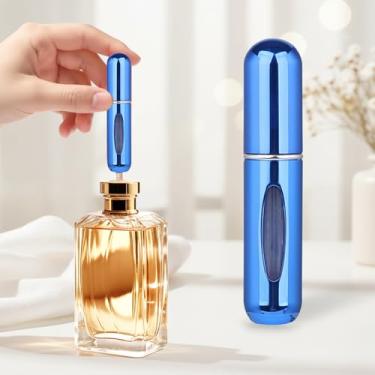 Imagem de Mini perfume recarregável de 5 ml, atomizador de perfume recarregável, frascos de spray, portátil para viagens, férias, atividades ao ar livre e negócios, azul brilhante