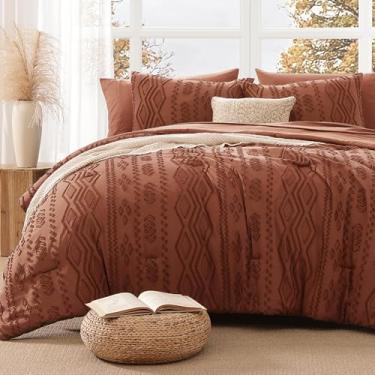 Imagem de AMBERSPACE Conjunto de edredom queen com folhas de outono, boho, tufado, casa de fazenda, todas as estações, 7 peças, cama em um saco com lençóis, fronhas e fronhas