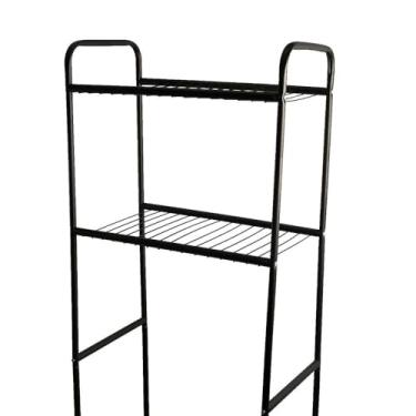 Imagem de Estante para Banheiro com 2 Níveis, Aço Preto Fosco, 55x155x32cm, 12kg Capacidade