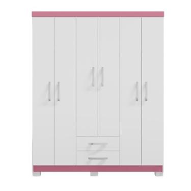 Imagem de Guarda Roupa Casal Vanessa 6 Portas e 2 Gavetas sem Espelho Branco Flex EdeCasaMoveis