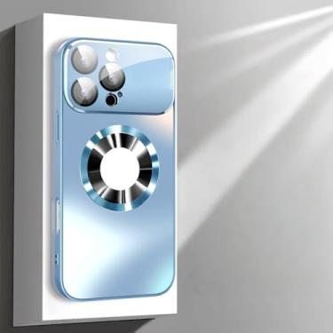 Imagem de Capa fosca de luxo em titânio metálico para iPhone 17, 16, 15, 14, 13, 12, 11 Pro Max Plus com proteção para lente de vidro e câmera, azul Sierra, para iPhone 15 Plus