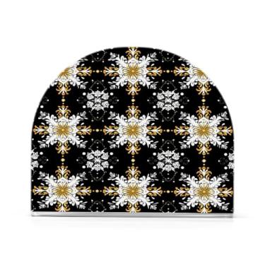 Imagem de Qilmy Lindo suporte de guardanapo de flocos de neve de Natal para mesas, porta-guardanapos de papel de placa acrílica elegante, dispensador de papel de seda independente moderno para sala de jantar