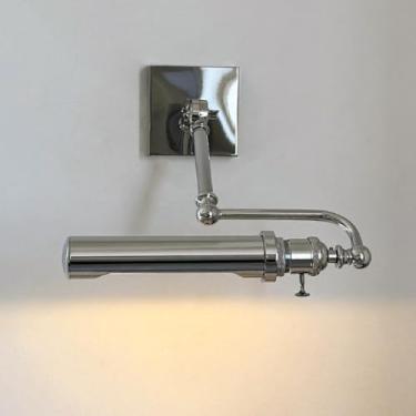 Imagem de Luminária de parede giratória com interruptor, luminária de parede interna com braço giratório cromado e ajustável, luminária de leitura de parede estilo vintage industrial, luminária de cab