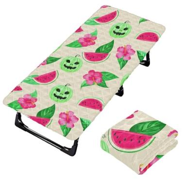 Imagem de Burbuja Lençol de berço de abóbora pastel melancia para crianças, lençol de cochilo acolchoado portátil com faixa elástica para meninas e meninos, lavável na máquina, 63,5 x 127 cm