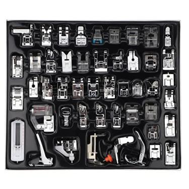 Imagem de Conjunto de pés calcadores para máquina de costura multifuncional de alta qualidade 48 peças acessórios para uso doméstico máquinas de costura de haste baixa blusas vestidos (Conjunto de calcador de