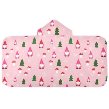 Imagem de Burbuja Toalha de banho com capuz de laço rosa para crianças, toalha de praia de pelúcia macia absorvente para chá de meninas e meninos 3-10 anos, 61 x 127 cm